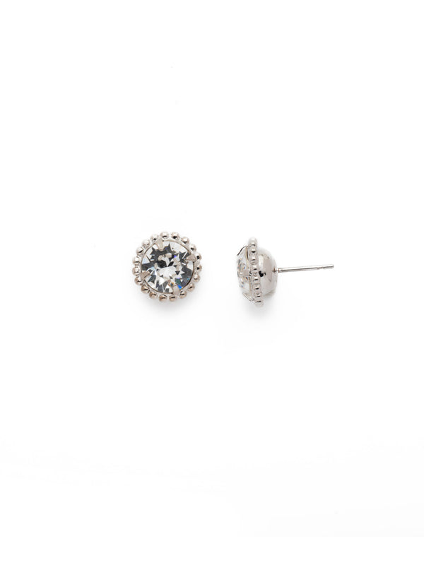 Simplicity Rhinestone Stud Earrings - Green