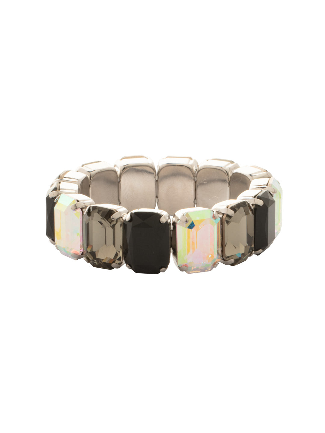 Emerald Cut Stretch Bracelet - 4BFF70PDEM - <p>The Emerald Cut Stretch Bracelet features repeating emerald cut crystals on a multi-layered stretchy jewelry filament, creating a durable and trendy statement piece. From Sorrelli's Evening Moon collection in our Palladium finish.</p>