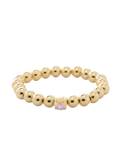 Single Crystal Stretch Bracelet - 4BFJ21BGCAB - <p>Single Crystal Stretch Bracelet features repeating metal beads and a single round cut crystal on a multi-layered stretchy jewelry filament, creating a durable and trendy piece. From Sorrelli's Crystal Aurora Borealis collection in our Bright Gold-tone finish.</p>