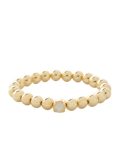 Single Crystal Stretch Bracelet - 4BFJ21BGLTD - <p>Single Crystal Stretch Bracelet features repeating metal beads and a single round cut crystal on a multi-layered stretchy jewelry filament, creating a durable and trendy piece. From Sorrelli's Light Topaz Delite collection in our Bright Gold-tone finish.</p>