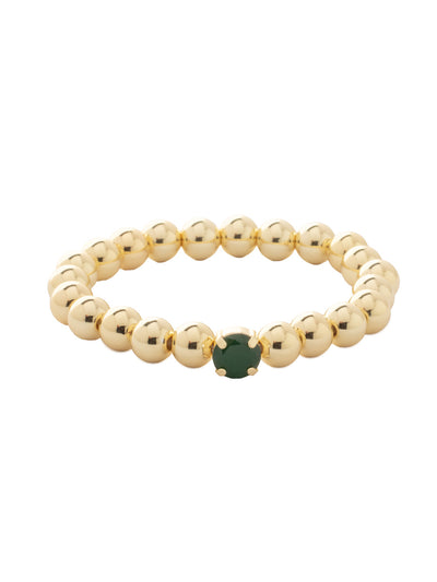 Single Crystal Stretch Bracelet - 4BFJ21BGPGO - <p>Single Crystal Stretch Bracelet features repeating metal beads and a single round cut crystal on a multi-layered stretchy jewelry filament, creating a durable and trendy piece. From Sorrelli's Palace Green Opal collection in our Bright Gold-tone finish.</p>