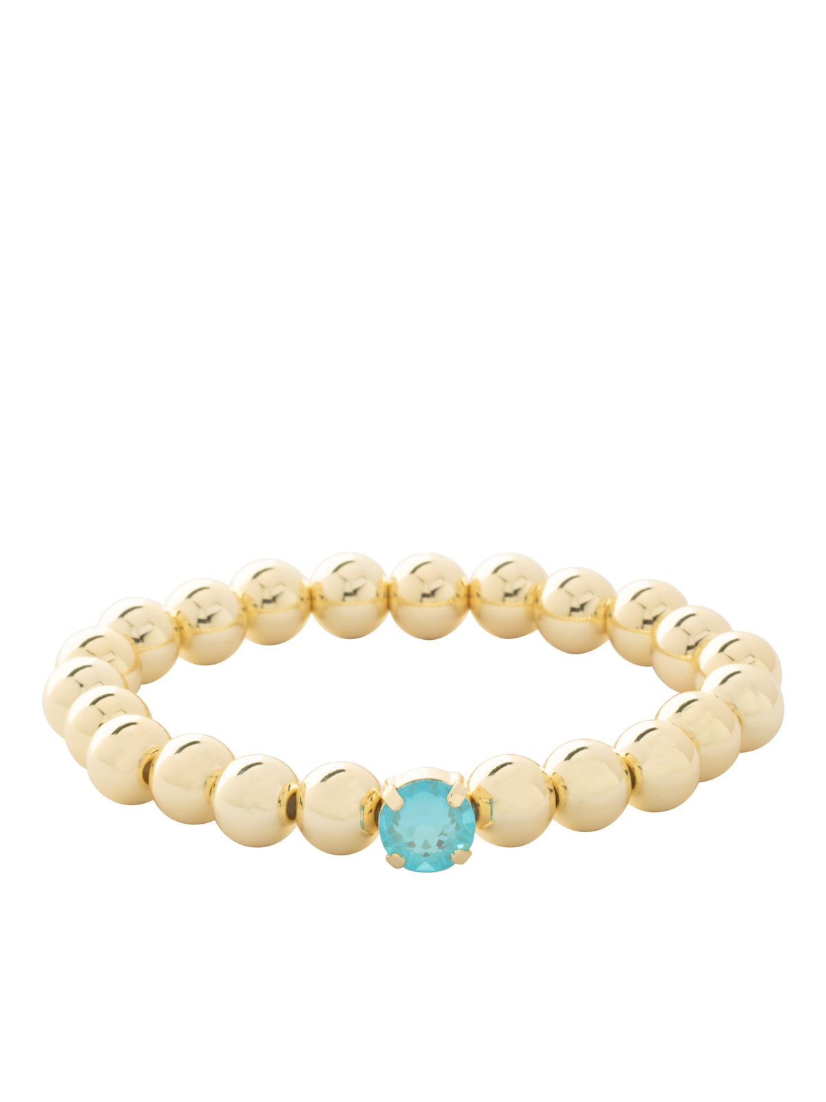 Single Crystal Stretch Bracelet - 4BFJ21BGSBD - <p>Single Crystal Stretch Bracelet features repeating metal beads and a single round cut crystal on a multi-layered stretchy jewelry filament, creating a durable and trendy piece. From Sorrelli's Summer Blue Delite collection in our Bright Gold-tone finish.</p>