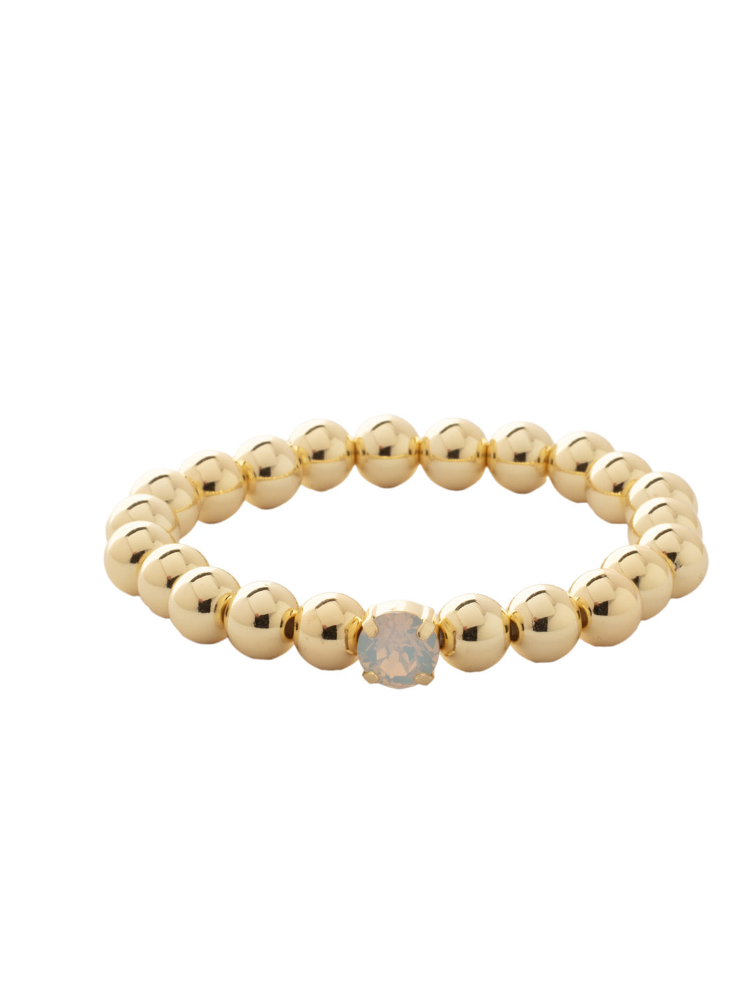 Single Crystal Stretch Bracelet - 4BFJ21BGWO - <p>Single Crystal Stretch Bracelet features repeating metal beads and a single round cut crystal on a multi-layered stretchy jewelry filament, creating a durable and trendy piece. From Sorrelli's White Opal collection in our Bright Gold-tone finish.</p>