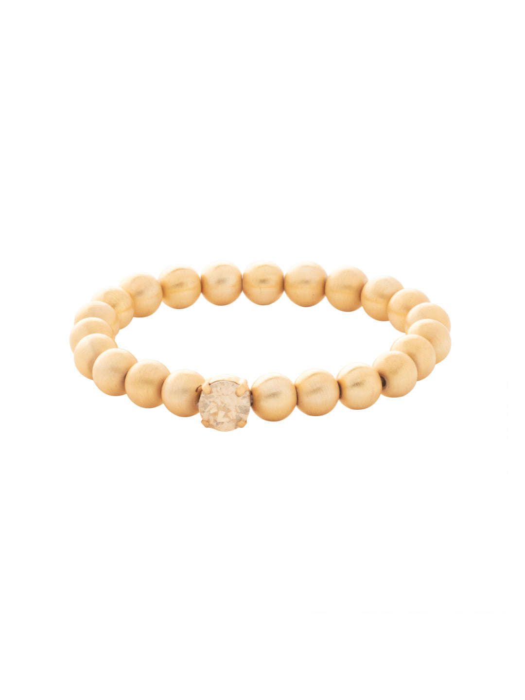 Single Crystal Stretch Bracelet - 4BFJ21MGGGO - <p>Single Crystal Stretch Bracelet features repeating metal beads and a single round cut crystal on a multi-layered stretchy jewelry filament, creating a durable and trendy piece. From Sorrelli's Golden Goddess collection in our Matte Gold-tone finish.</p>