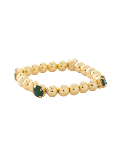 Four Crystal Stretch Bracelet - 4BFJ22BGPGO - <p>The Four Crystal Stretch Bracelet features repeating metal beads and four round cut crystals on a multi-layered stretchy jewelry filament, creating a durable and trendy piece. From Sorrelli's Palace Green Opal collection in our Bright Gold-tone finish.</p>