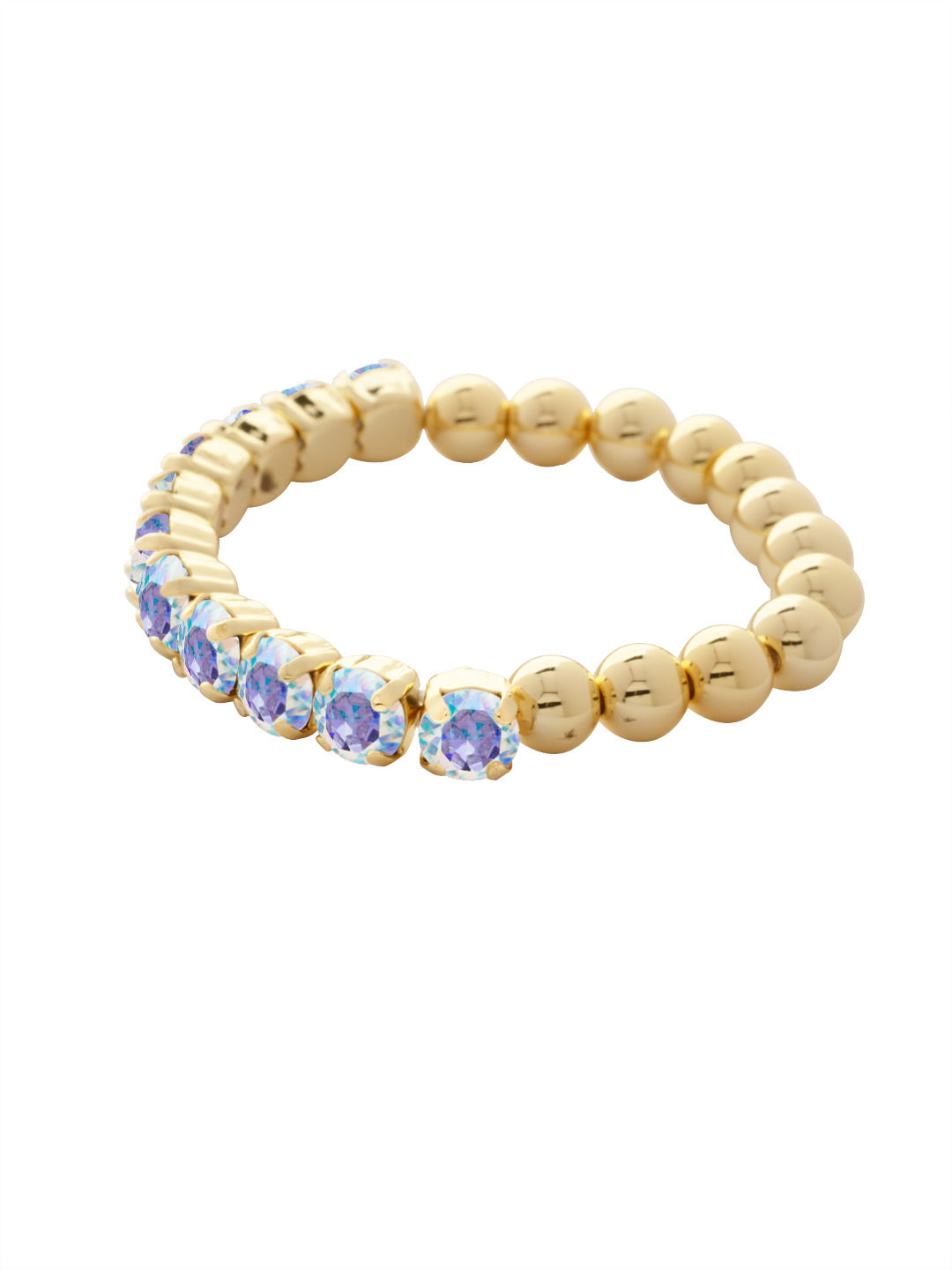 Crystal Zola Stretch Bracelet - 4BFJ40BGCAB - <p>Crystal Zola Stretch Bracelet features a side of repeating metal beads and a side of round cut crystals on a multi-layered stretchy jewelry filament, creating a durable and trendy piece. From Sorrelli's Crystal Aurora Borealis collection in our Bright Gold-tone finish.</p>