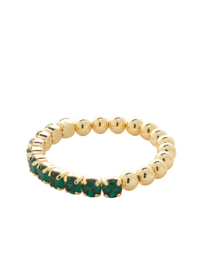Crystal Zola Stretch Bracelet - 4BFJ40BGEME - <p>Crystal Zola Stretch Bracelet features a side of repeating metal beads and a side of round cut crystals on a multi-layered stretchy jewelry filament, creating a durable and trendy piece. From Sorrelli's Emerald collection in our Bright Gold-tone finish.</p>