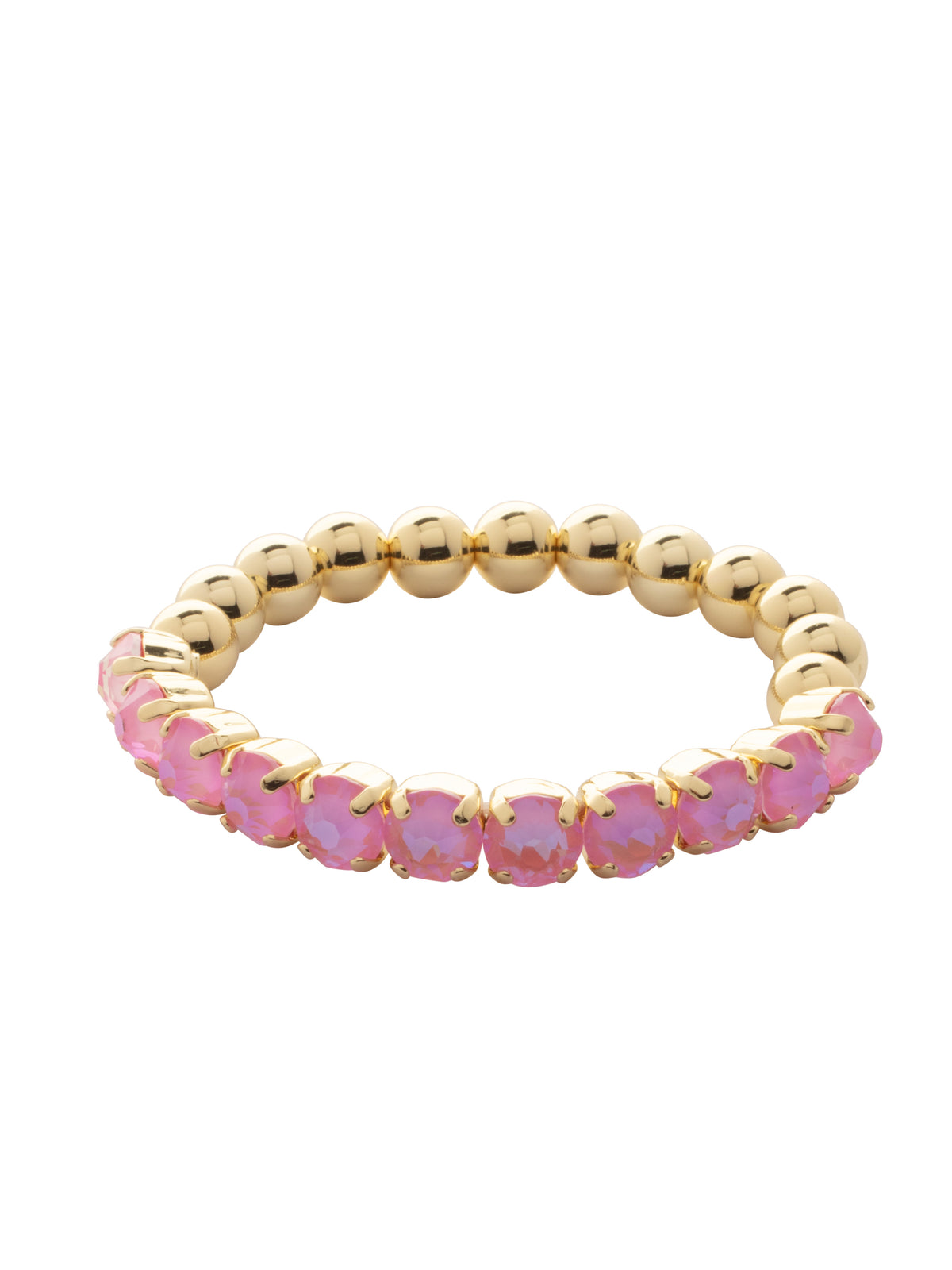 Crystal Zola Stretch Bracelet - 4BFJ40BGLRD - <p>Crystal Zola Stretch Bracelet features a side of repeating metal beads and a side of round cut crystals on a multi-layered stretchy jewelry filament, creating a durable and trendy piece. From Sorrelli's Light Rose Delite collection in our Bright Gold-tone finish.</p>