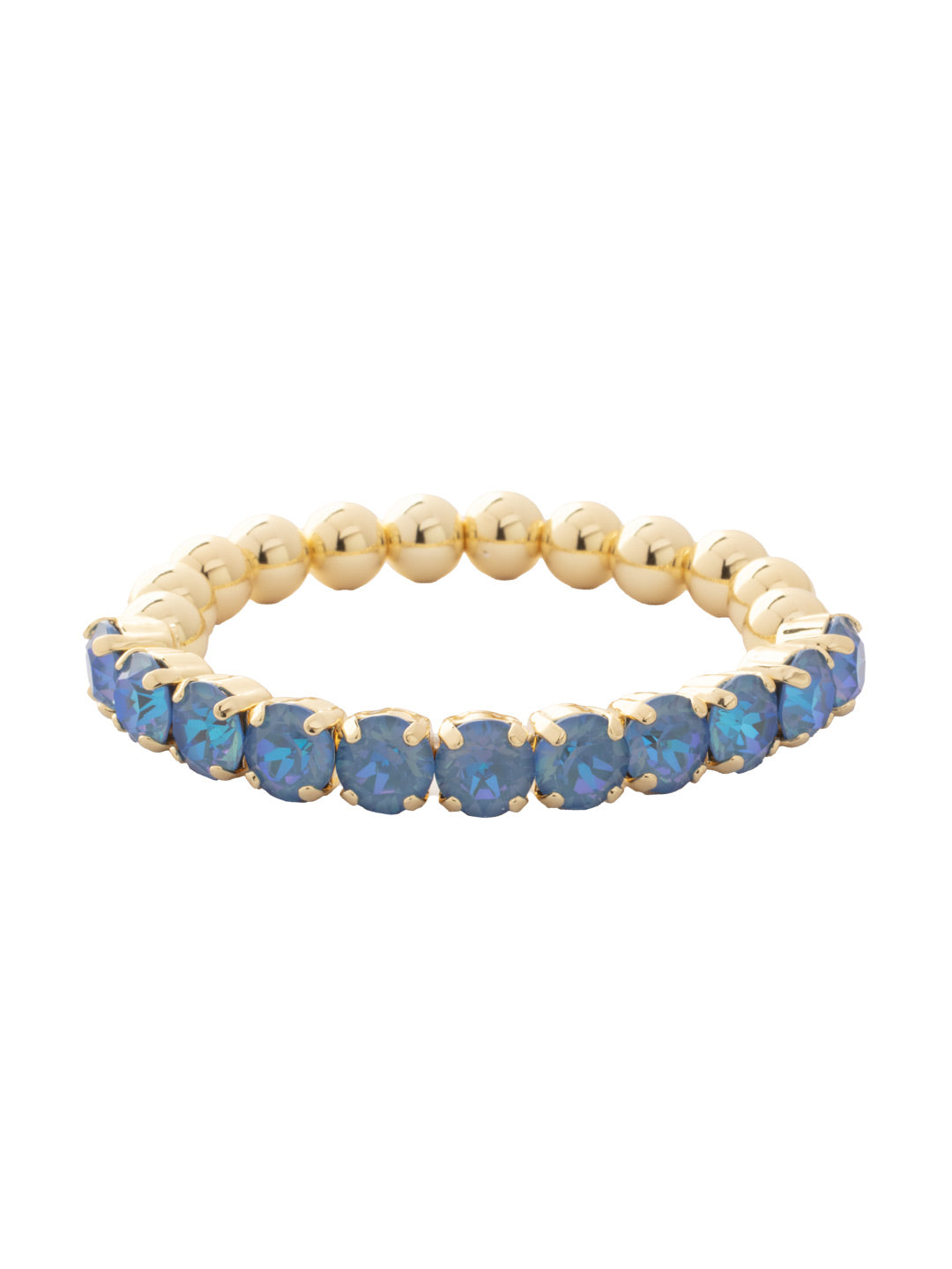 Crystal Zola Stretch Bracelet - 4BFJ40BGOCD - <p>Crystal Zola Stretch Bracelet features a side of repeating metal beads and a side of round cut crystals on a multi-layered stretchy jewelry filament, creating a durable and trendy piece. From Sorrelli's Ocean Delite collection in our Bright Gold-tone finish.</p>