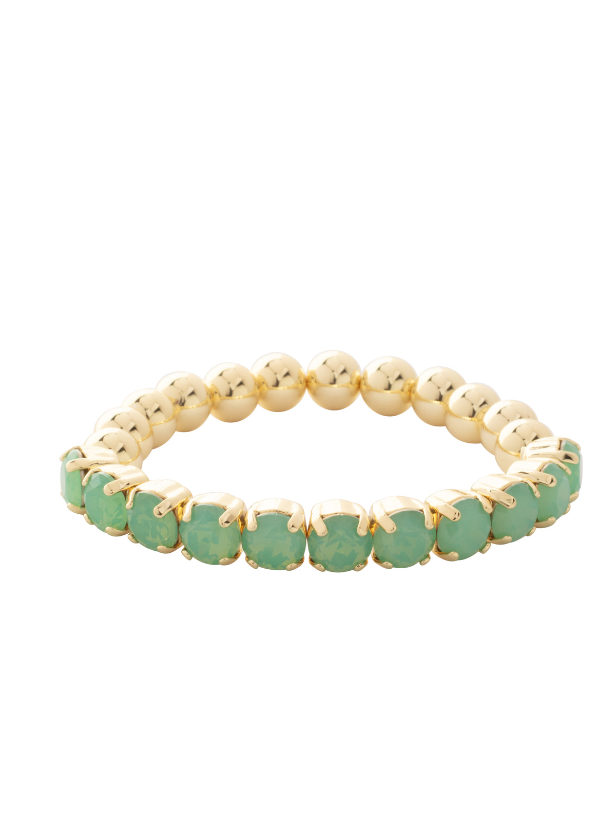 Crystal Zola Stretch Bracelet - 4BFJ40BGPAC - <p>Crystal Zola Stretch Bracelet features a side of repeating metal beads and a side of round cut crystals on a multi-layered stretchy jewelry filament, creating a durable and trendy piece. From Sorrelli's Pacific Opal collection in our Bright Gold-tone finish.</p>