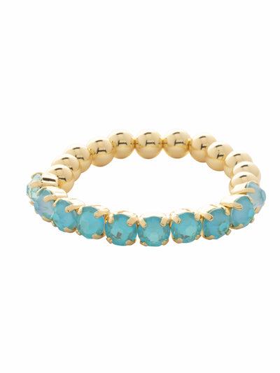 Crystal Zola Stretch Bracelet - 4BFJ40BGSBD - <p>Crystal Zola Stretch Bracelet features a side of repeating metal beads and a side of round cut crystals on a multi-layered stretchy jewelry filament, creating a durable and trendy piece. From Sorrelli's Summer Blue Delite collection in our Bright Gold-tone finish.</p>