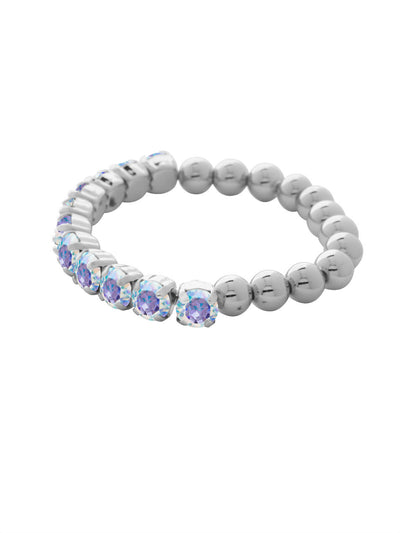 Crystal Zola Stretch Bracelet - 4BFJ40PDCAB - <p>Crystal Zola Stretch Bracelet features a side of repeating metal beads and a side of round cut crystals on a multi-layered stretchy jewelry filament, creating a durable and trendy piece. From Sorrelli's Crystal Aurora Borealis collection in our Palladium finish.</p>