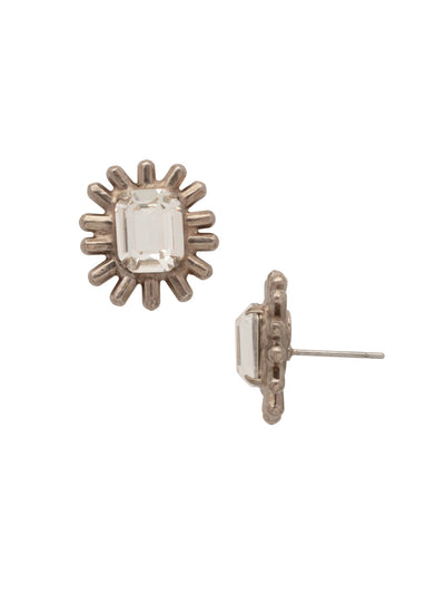 Shine Stud Earring - 4EEF7ASCRY - <p>An emerald-cut crystal surrounded by rays of metal accents makes for a modern twist. From Sorrelli's Crystal collection in our Antique Silver-tone finish.</p>