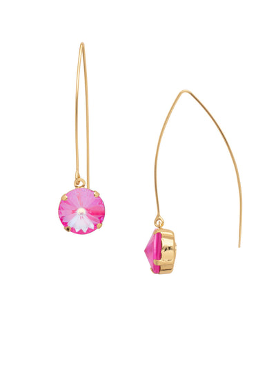 Nadine Dangle Earring - 4EEZ16BGETP - <p>A single round cut crystal hangs prominently from an elongated open hoop French wire. The Nadine Dangle Earrings are an accessory must-have! From Sorrelli's Electric Pink collection in our Bright Gold-tone finish.</p>