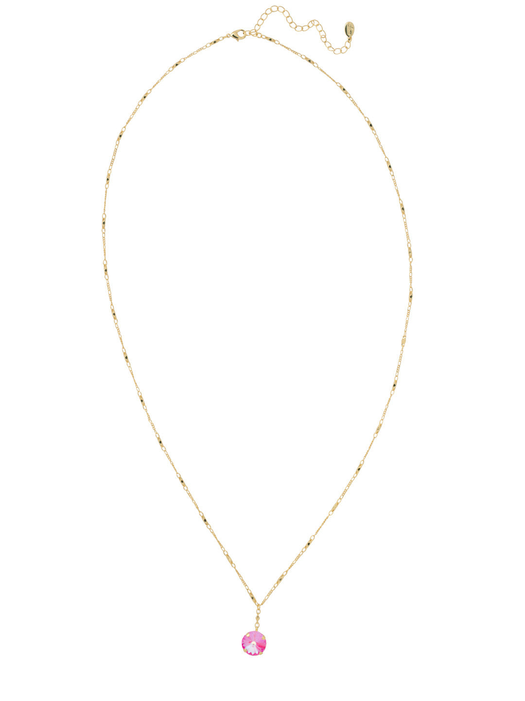 Nadine Long Pendant Necklace - 4NEZ16BGETP - <p>The Nadine Long Pendant Necklace features a single round cut crystal at the base of an adjustable long chain, secured with a lobster claw clasp. From Sorrelli's Electric Pink collection in our Bright Gold-tone finish.</p>