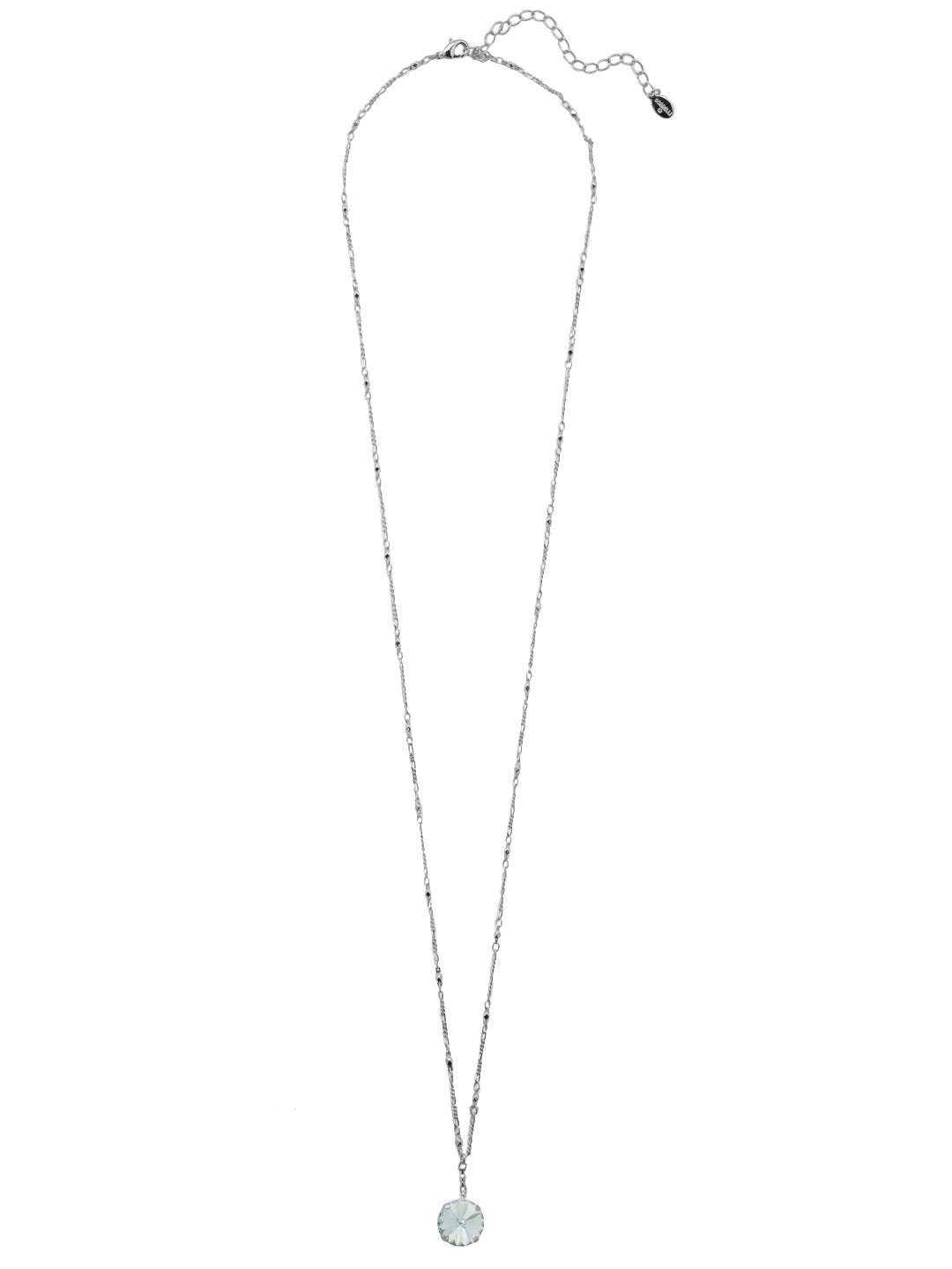Nadine Long Pendant Necklace - 4NEZ16PDLA - <p>The Nadine Long Pendant Necklace features a single round cut crystal at the base of an adjustable long chain, secured with a lobster claw clasp. From Sorrelli's Light Azore collection in our Palladium finish.</p>