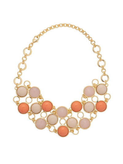 Donna Statement Necklace - 4NFF30BGBML - <p>The Donna Statement Necklace features metal ringets and semi-precious stones, creating a modern statement necklace. From Sorrelli's BRIGHT MULTI collection in our Bright Gold-tone finish.</p>