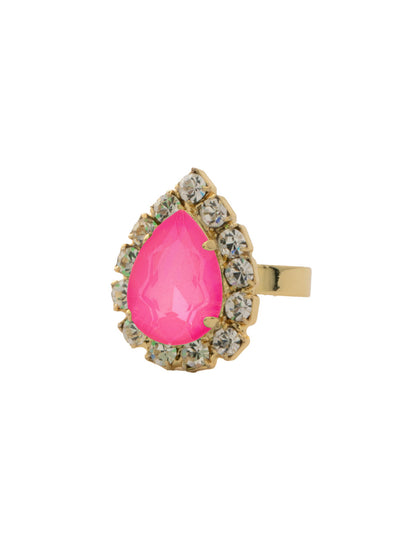 Peony Cocktail Ring - 4RET2BGETP - <p>Don't be shy when it comes to blinging it on. Slip on the Peony Cocktail Ring and its stunning pear sparkler on any finger and shine. From Sorrelli's Electric Pink collection in our Bright Gold-tone finish.</p>