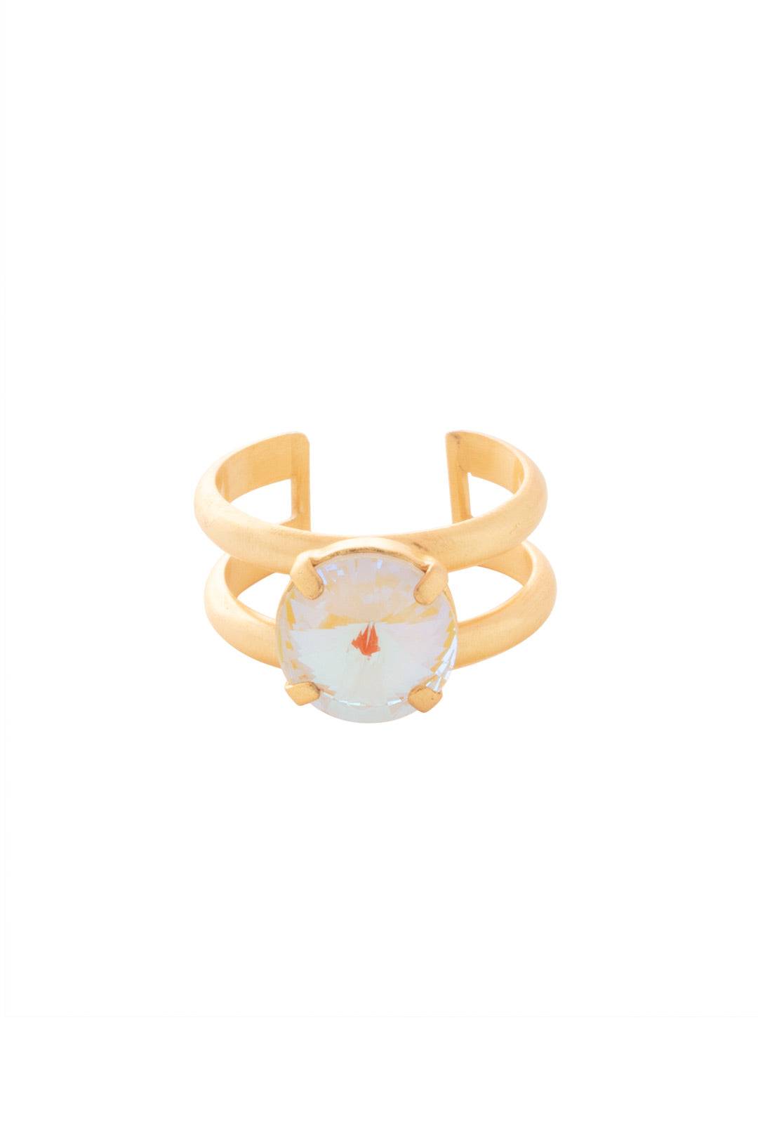 Joanie Statement Ring - 4REZ21MGGGO - <p>The Joanie Statement Ring features a single crystal in the center of a double adjustable ring band. From Sorrelli's Golden Goddess collection in our Matte Gold-tone finish.</p>