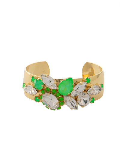 Peony Cuff Bracelet - BDN50BGETG - <p>A nature-inspired, asymmetrical design that's both pretty and polished. From Sorrelli's Electric Green  collection in our Bright Gold-tone finish.</p>