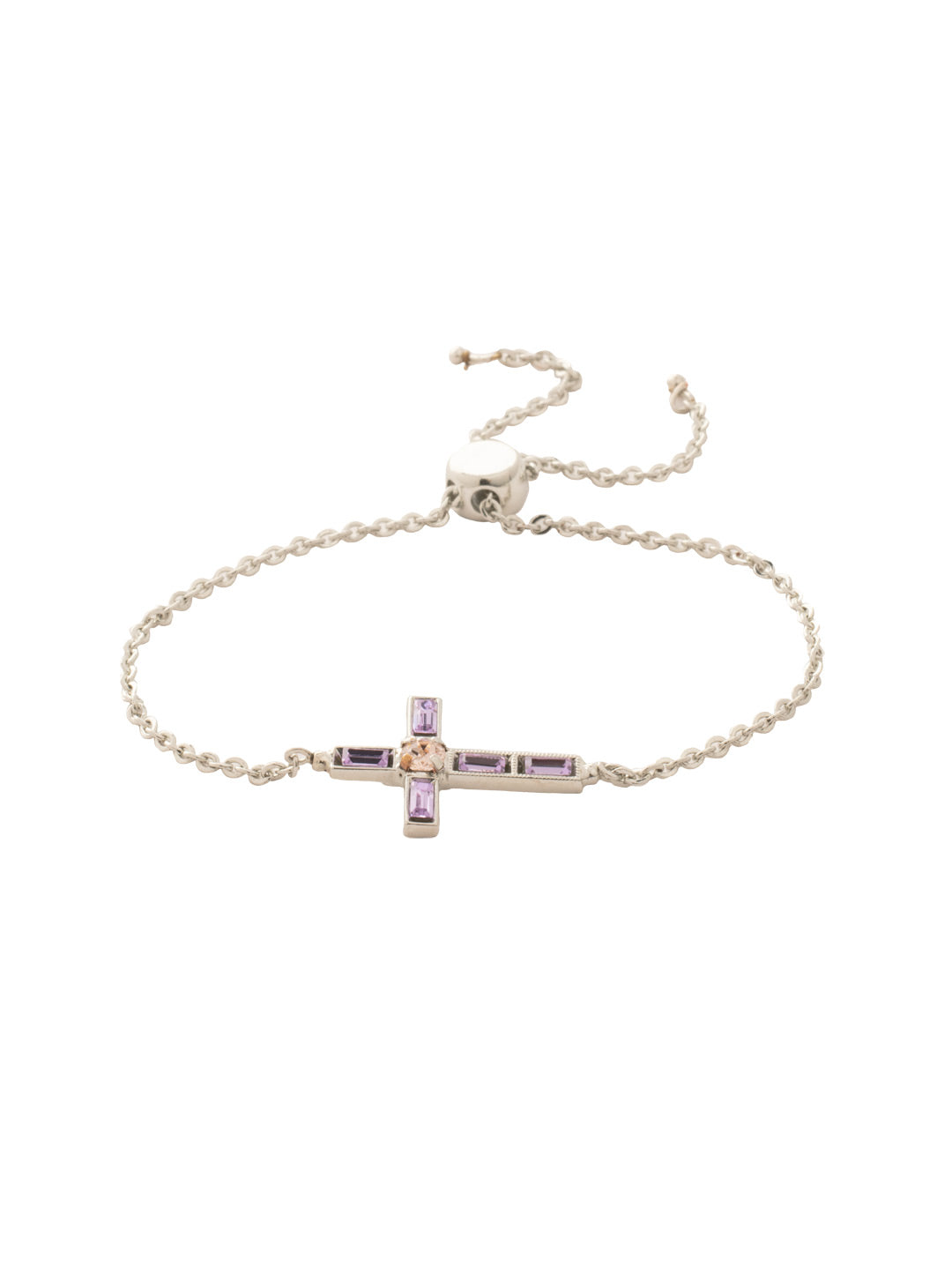 Tiffany Cross Slider Bracelet - BEX6PDLCH - <p>A timeless cross, embellished in assorted crystals, sits prominently on a delicate chain secured with a slider. From Sorrelli's Lilac Champagne collection in our Palladium finish.</p>