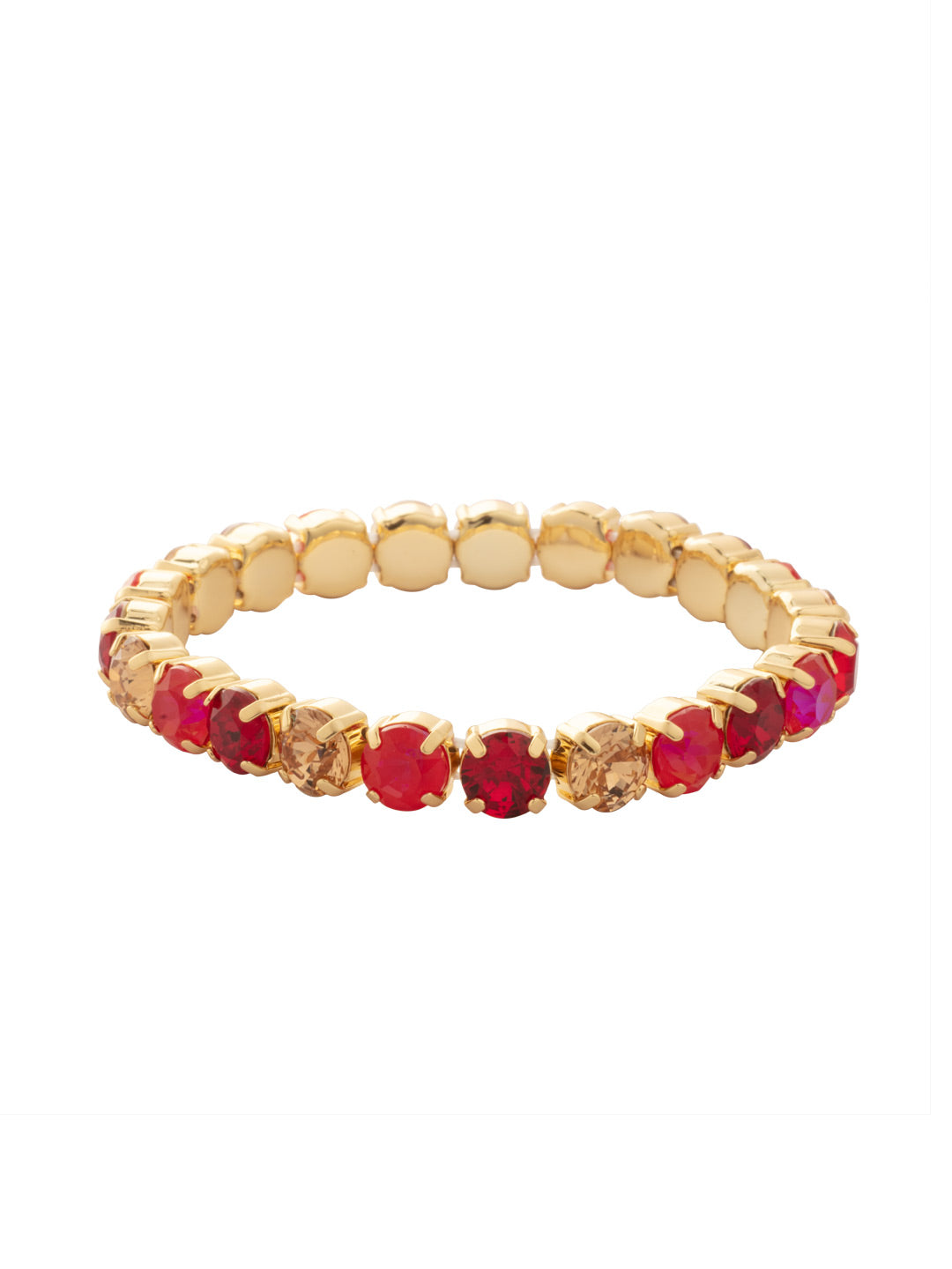 8 inch Sienna Stretch Bracelet - BFD60BGRCP - <p>A modern take on a classic style, the Sienna Stretch Bracelet features a line of crystals on a sturdy jewelers' filament, stretching to fit most wrists comfortably, without the hassle of a clasp! (8 inches in diameter, fits larger wrist sizes) From Sorrelli's Red Carpet collection in our Bright Gold-tone finish.</p>