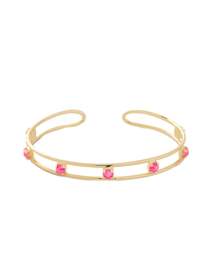 Aerie Cuff Bracelet - BFM6BGETP - <p>The Aerie Cuff Bracelet features an open adjustable cuff band studded with round cut crystals. From Sorrelli's Electric Pink collection in our Bright Gold-tone finish.</p>