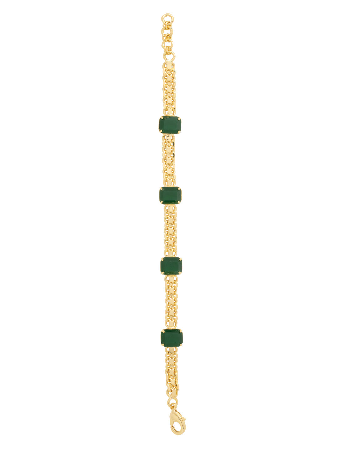 Octavia Repeating Tennis Bracelet - BFN1BGPGO - <p>The Octavia Repeating Tennis Bracelet features four emerald cut crystals on an adjustable bizmark style chain, secured with a lobster claw clasp. From Sorrelli's Palace Green Opal collection in our Bright Gold-tone finish.</p>