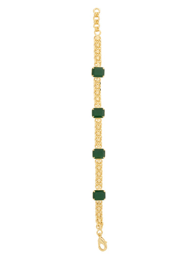 Octavia Repeating Tennis Bracelet - BFN1BGPGO - <p>The Octavia Repeating Tennis Bracelet features four emerald cut crystals on an adjustable bizmark style chain, secured with a lobster claw clasp. From Sorrelli's Palace Green Opal collection in our Bright Gold-tone finish.</p>