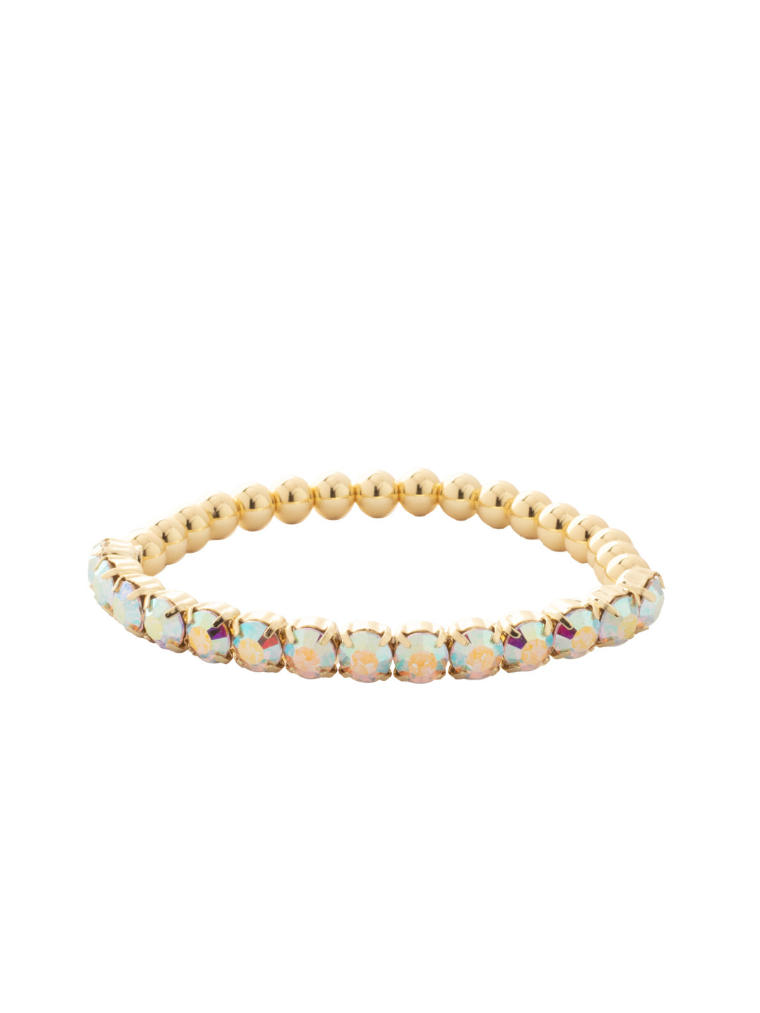 Mini Crystal Mini Zola Stretch Bracelet - BFN23BGCAB - <p>The Mini Crystal Mini Zola Stretch Bracelet features round cut crystals and metal beads on a sturdy jewelers' filament, stretching to fit most wrists comfortably, without the hassle of a clasp! (7 inches in diameter, fits average wrist sizes) From Sorrelli's Crystal Aurora Borealis collection in our Bright Gold-tone finish.</p>