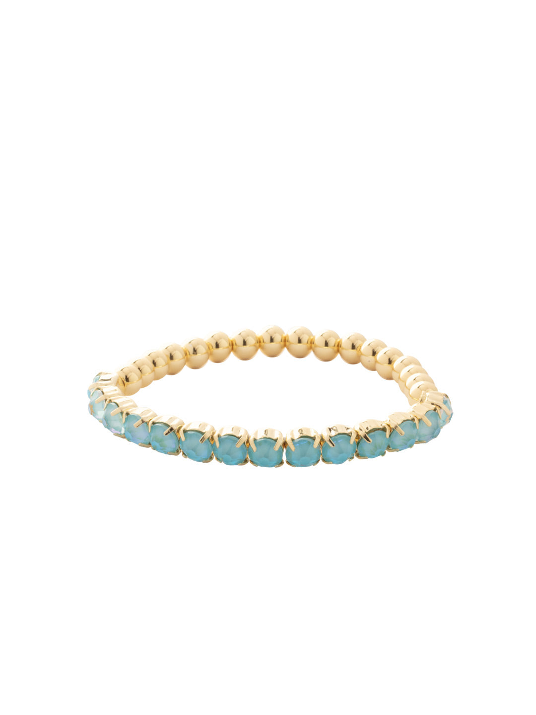 Mini Crystal Mini Zola Stretch Bracelet - BFN23BGSBD - <p>The Mini Crystal Mini Zola Stretch Bracelet features round cut crystals and metal beads on a sturdy jewelers' filament, stretching to fit most wrists comfortably, without the hassle of a clasp! (7 inches in diameter, fits average wrist sizes) From Sorrelli's Summer Blue Delite collection in our Bright Gold-tone finish.</p>
