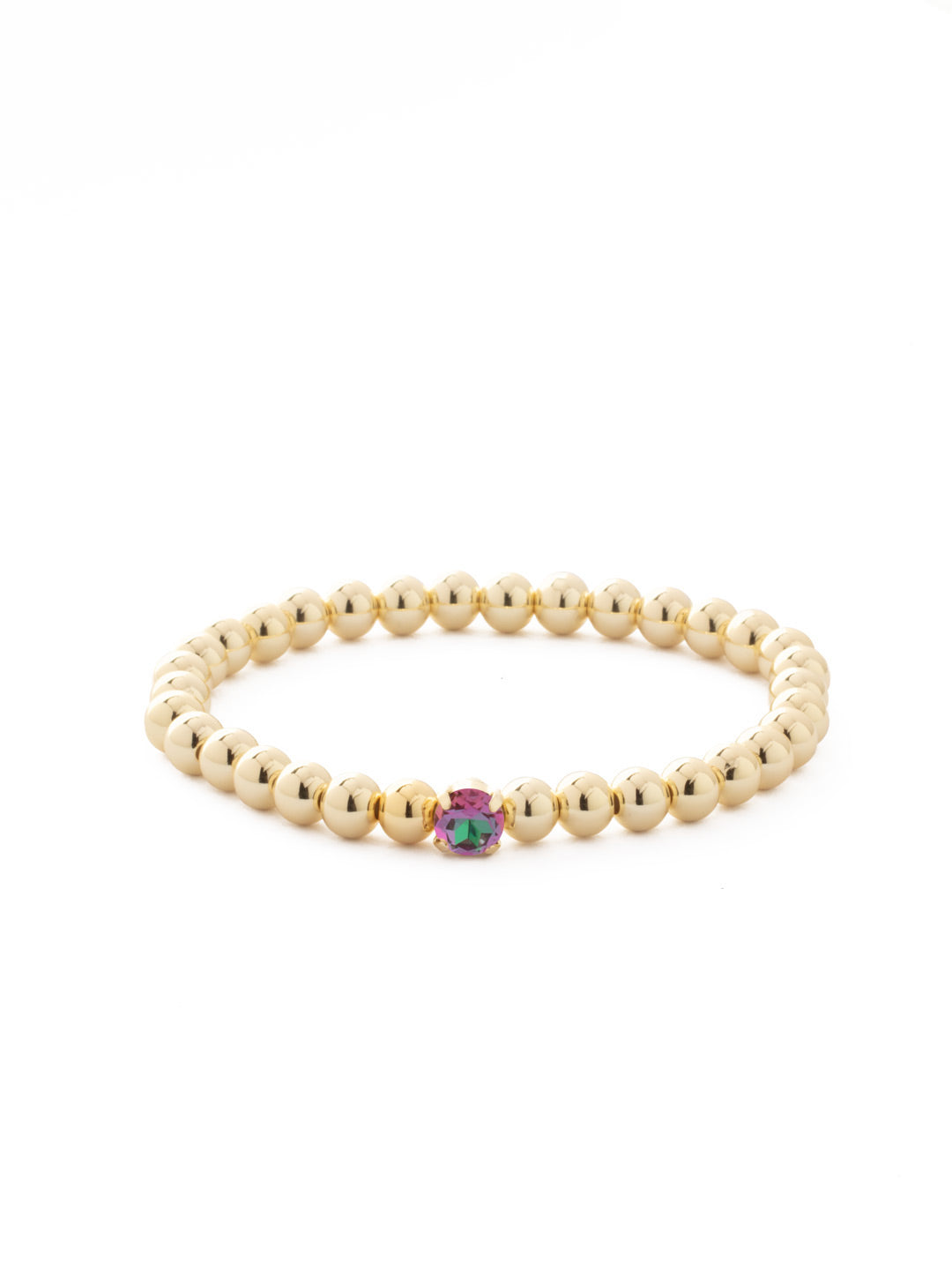 Mini Single Crystal Stretch Bracelet - BFN33BGHEL - <p>The Mini Single Crystal Stretch Bracelet features repeating metal beads and a single round cut crystal on a multi-layered stretchy jewelry filament, creating a durable and trendy piece. From Sorrelli's Heliotrope collection in our Bright Gold-tone finish.</p>