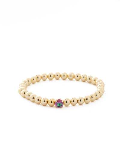 Mini Single Crystal Stretch Bracelet - BFN33BGHEL - <p>The Mini Single Crystal Stretch Bracelet features repeating metal beads and a single round cut crystal on a multi-layered stretchy jewelry filament, creating a durable and trendy piece. From Sorrelli's Heliotrope collection in our Bright Gold-tone finish.</p>