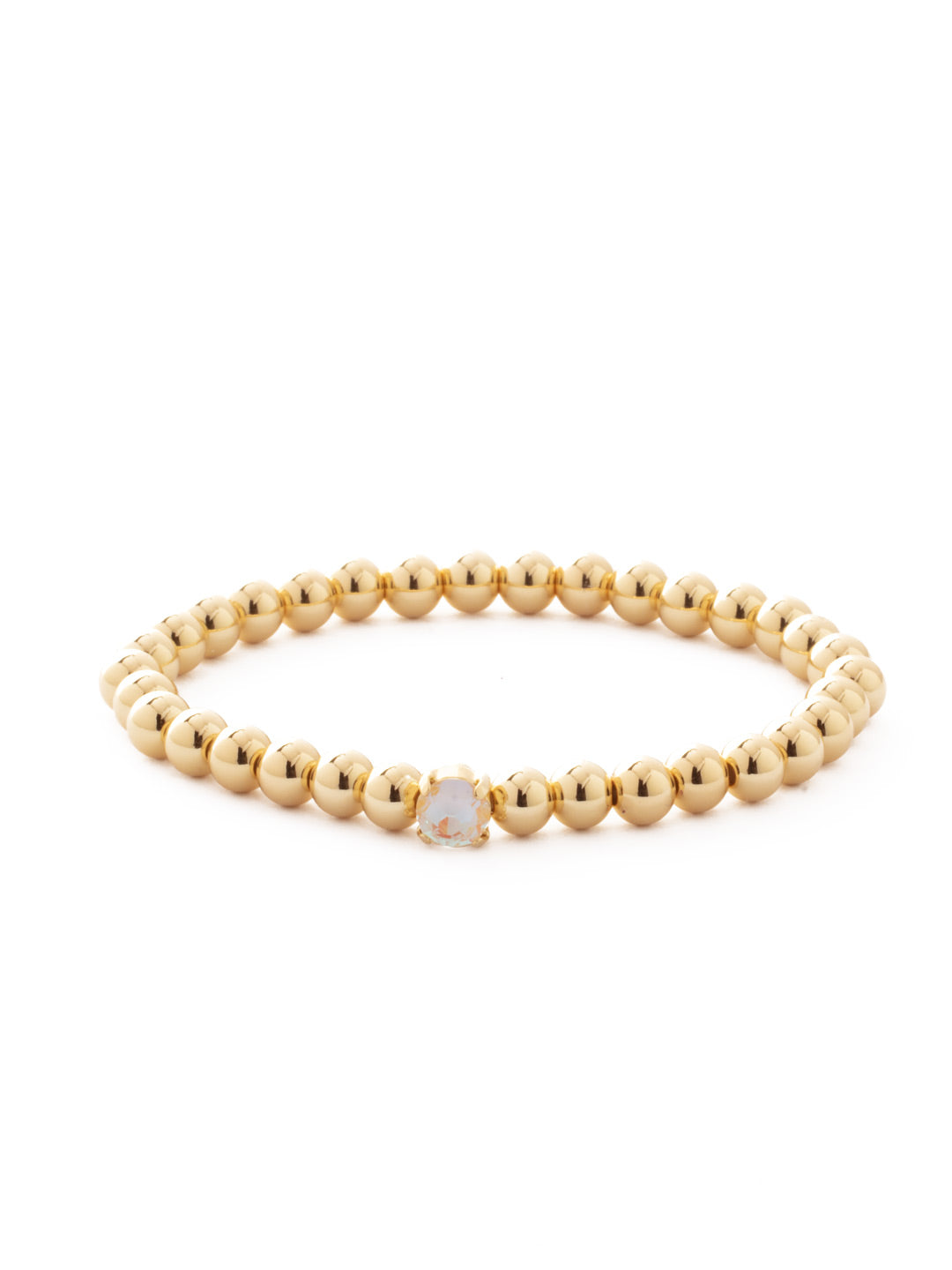 Mini Single Crystal Stretch Bracelet - BFN33BGLTD - <p>The Mini Single Crystal Stretch Bracelet features repeating metal beads and a single round cut crystal on a multi-layered stretchy jewelry filament, creating a durable and trendy piece. From Sorrelli's Light Topaz Delite collection in our Bright Gold-tone finish.</p>