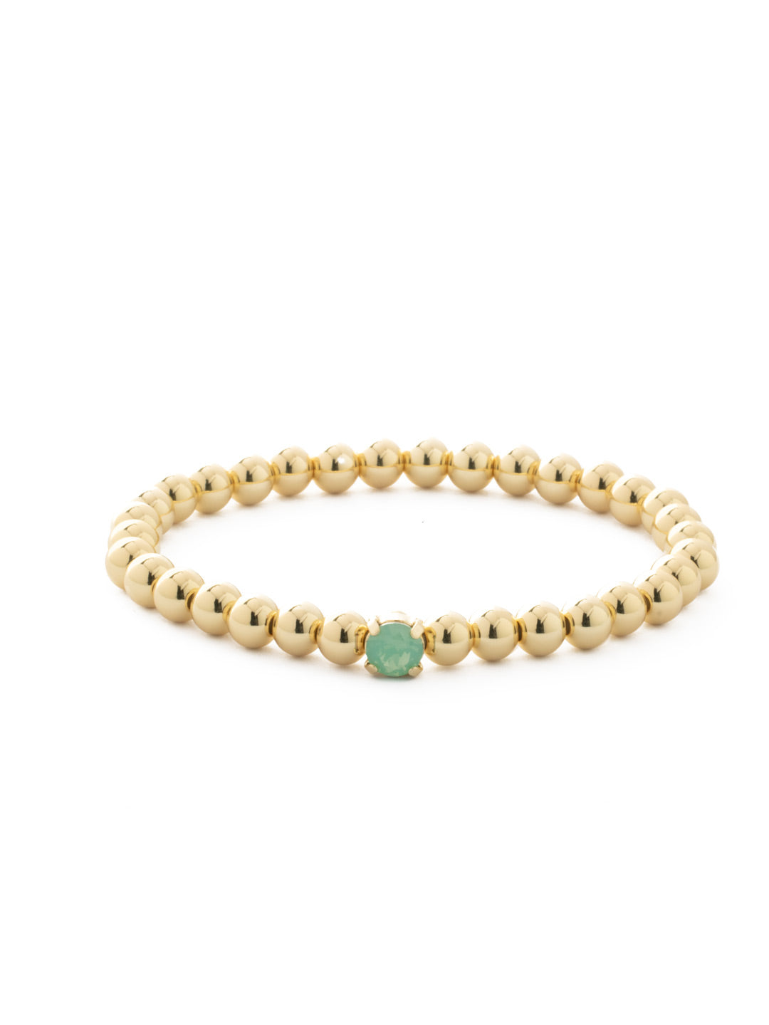 Mini Single Crystal Stretch Bracelet - BFN33BGPAC - <p>The Mini Single Crystal Stretch Bracelet features repeating metal beads and a single round cut crystal on a multi-layered stretchy jewelry filament, creating a durable and trendy piece. From Sorrelli's Pacific Opal collection in our Bright Gold-tone finish.</p>