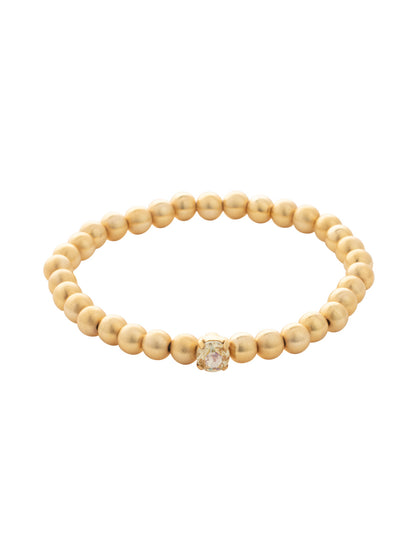 Mini Single Crystal Stretch Bracelet - BFN33MGGGO - <p>The Mini Single Crystal Stretch Bracelet features repeating metal beads and a single round cut crystal on a multi-layered stretchy jewelry filament, creating a durable and trendy piece. From Sorrelli's Golden Goddess collection in our Matte Gold-tone finish.</p>