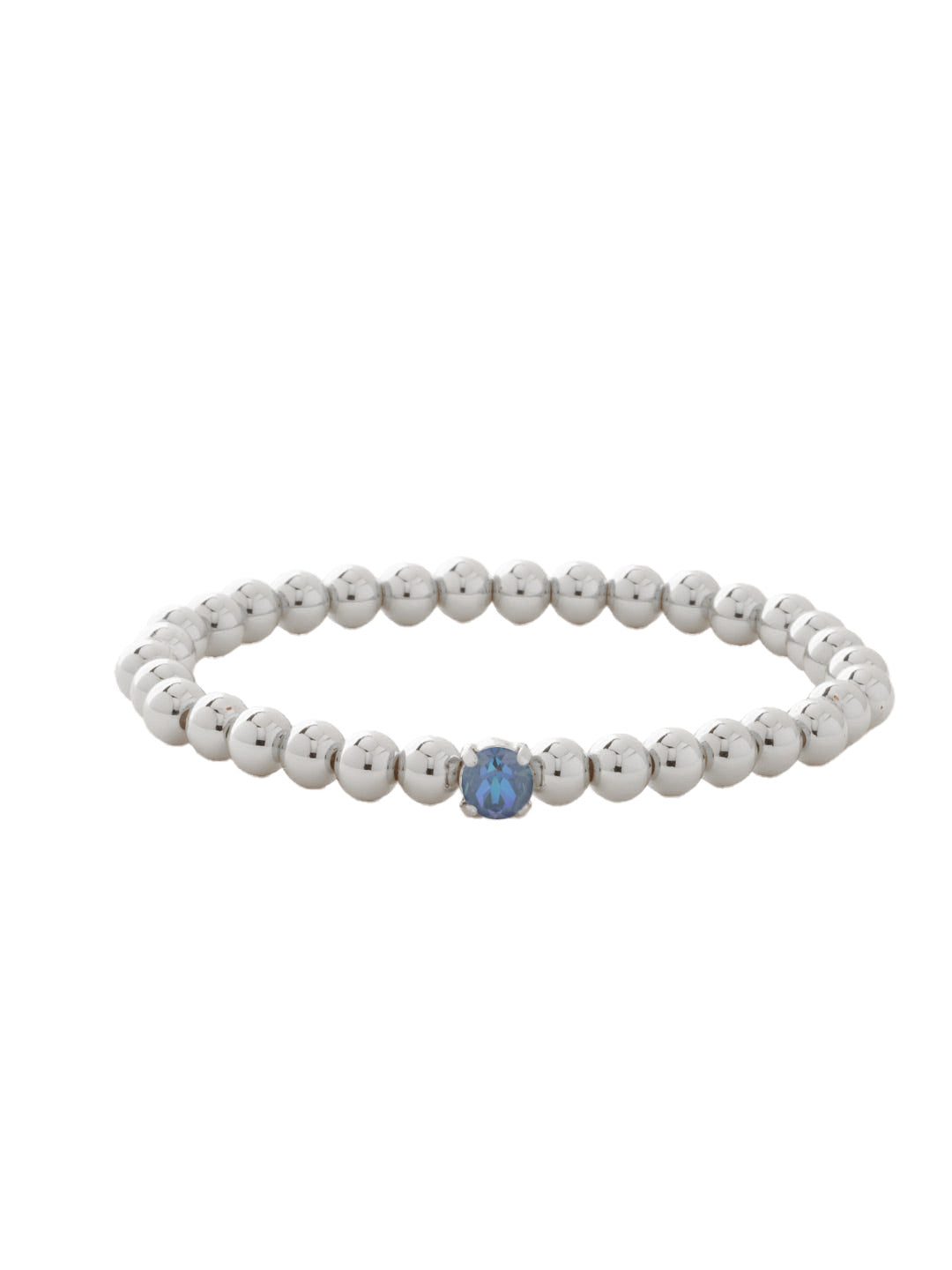 Mini Single Crystal Stretch Bracelet - BFN33PDOCD - <p>The Mini Single Crystal Stretch Bracelet features repeating metal beads and a single round cut crystal on a multi-layered stretchy jewelry filament, creating a durable and trendy piece. From Sorrelli's Ocean Delite collection in our Palladium finish.</p>