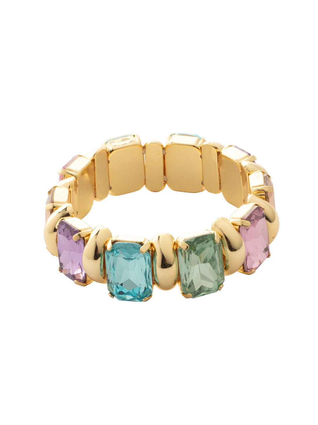 Loisa Emerald Stretch Bracelet - BFP39BGCON - <p>The Loisa Emerald Stretch Bracelet features alternating chunky metal beads and emerald cut crystals on a sturdy jewelers' filament, stretching to fit most wrists comfortably, without the hassle of a clasp! (7 inches in diameter, fits average wrist sizes) From Sorrelli's Confetti  collection in our Bright Gold-tone finish.</p>