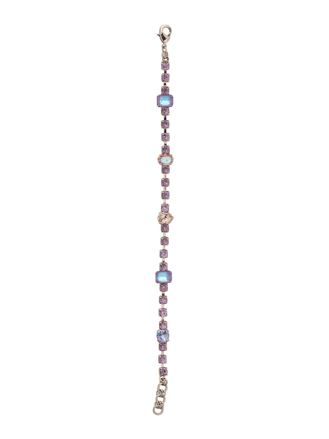 Mellie Tennis Bracelet - BFP5PDLCH - <p>The Mellie Tennis Bracelet features various cut crystals on an adjustable rhinestone chain, secured with a lobster claw clasp. From Sorrelli's Lilac Champagne collection in our Palladium finish.</p>