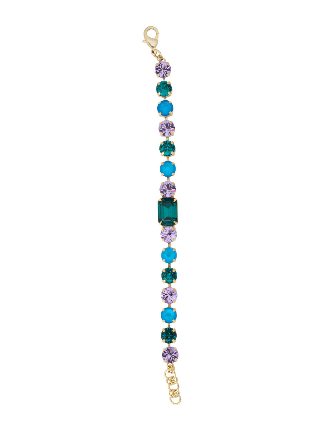 Anya Tennis Bracelet - BFS1BGBRC - <p>This classic line bracelet features sparkling round-cut crystals, elegantly highlighted by a single emerald-cut crystal at the center. Adjustable for the perfect fit, it's secured with a lobster claw clasp for added elegance and ease. From Sorrelli's Berry Crush collection in our Bright Gold-tone finish.</p>