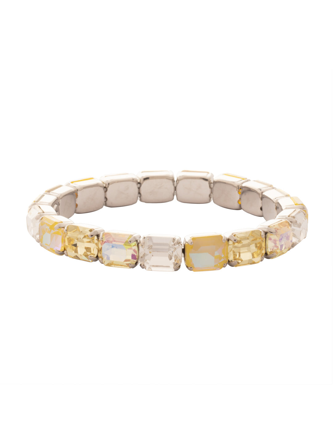 8 Inch Easton Emerald Cut Stretch Bracelet - BFS33PDLZ - <p>8 Inch Easton Emerald Cut Stretch Bracelet features emerald cut crystals on a sturdy jewelers' filament, stretching to fit larger wrists comfortably, without the hassle of a clasp! (~8 inches in diameter, fits larger wrist sizes) From Sorrelli's Lemon Zest collection in our Palladium finish.</p>