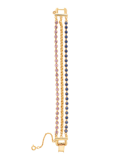 Crystal Rope Chain Layered Tennis Bracelet - BFS3BGBRC - <p>This stunning three-layered bracelet blends a rope chain with two rhinestone chains for a chic, textured look. Finished with a clasp connector, it adds effortless style and sparkle to any outfit. From Sorrelli's Berry Crush collection in our Bright Gold-tone finish.</p>