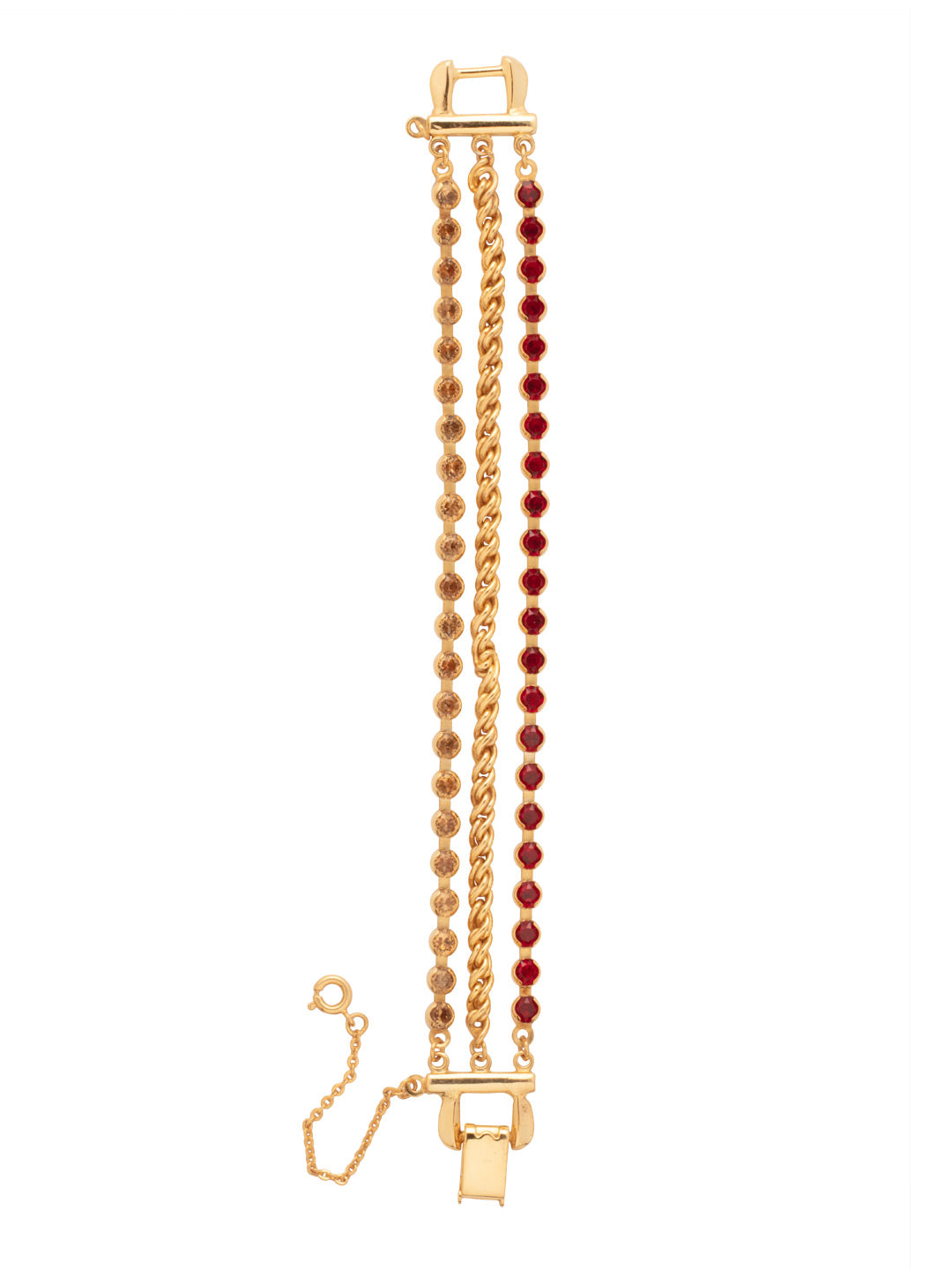 Crystal Rope Chain Layered Tennis Bracelet - BFS3BGMS - <p>This stunning three-layered bracelet blends a rope chain with two rhinestone chains for a chic, textured look. Finished with a clasp connector, it adds effortless style and sparkle to any outfit. From Sorrelli's Maple Syrup collection in our Bright Gold-tone finish.</p>