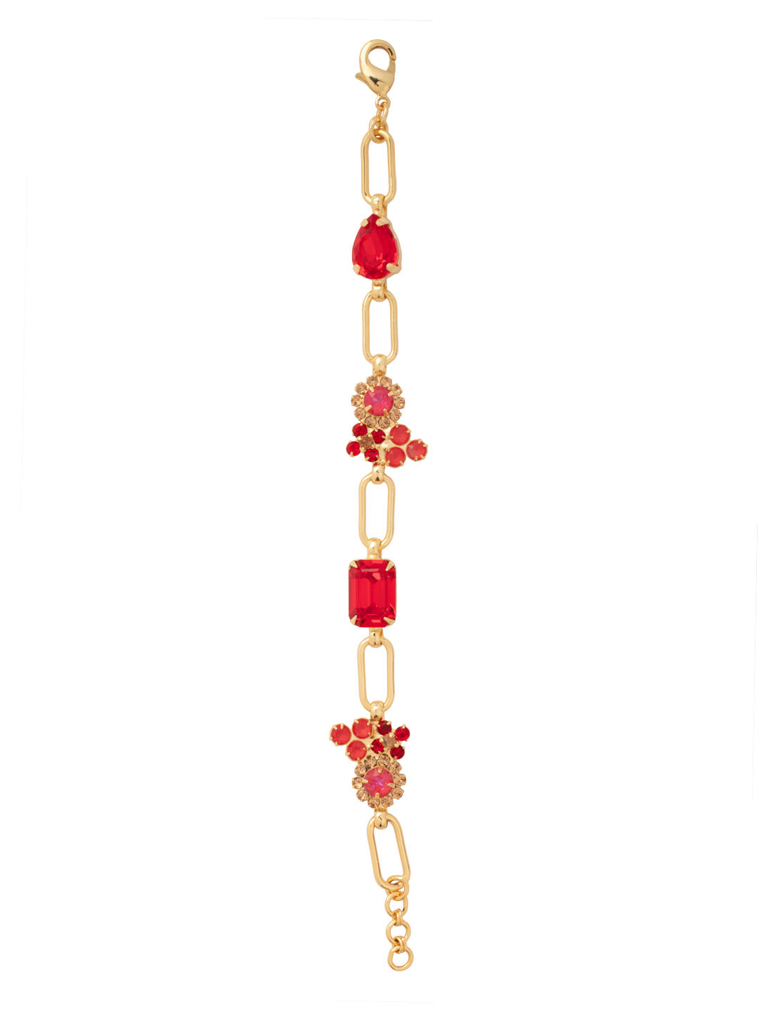 Claire Tennis Bracelet - BFT3BGRCP - <p>The Claire Tennis Bracelet blends chic paperclip chain links with assorted-cut crystals and sparkling floral crystal clusters, creating a look that’s both elegant and unique. This adjustable bracelet is secured with a lobster claw clasp for a stylish and comfortable fit. From Sorrelli's Red Carpet collection in our Bright Gold-tone finish.</p>