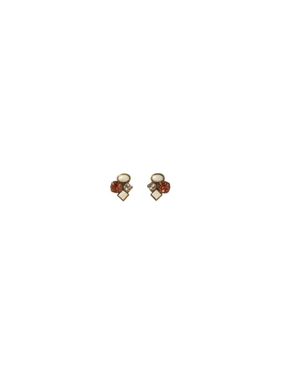 Small Cluster Stud Earring - EAT32AGAND - <p>Who knew that something so simple could look so spectacular? Square, round, and oval cut stones are exquisitely placed together on a post. This stud earring is sure to become one of your all time favorites! From Sorrelli's Andalusia collection in our Antique Gold-tone finish.</p>