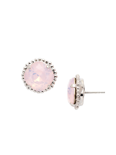 Cushion-Cut Solitaire Stud Earrings - EBX10PDROW - <p>All around allure; the Cushion-Cut Solitaire Stud Earring features a rounded-edge, cushion cut stone that is encircled by a vintage inspired decorative, edged border. A post backing ensures comfortable, everyday wear. From Sorrelli's Rose Water collection in our Palladium finish.</p>