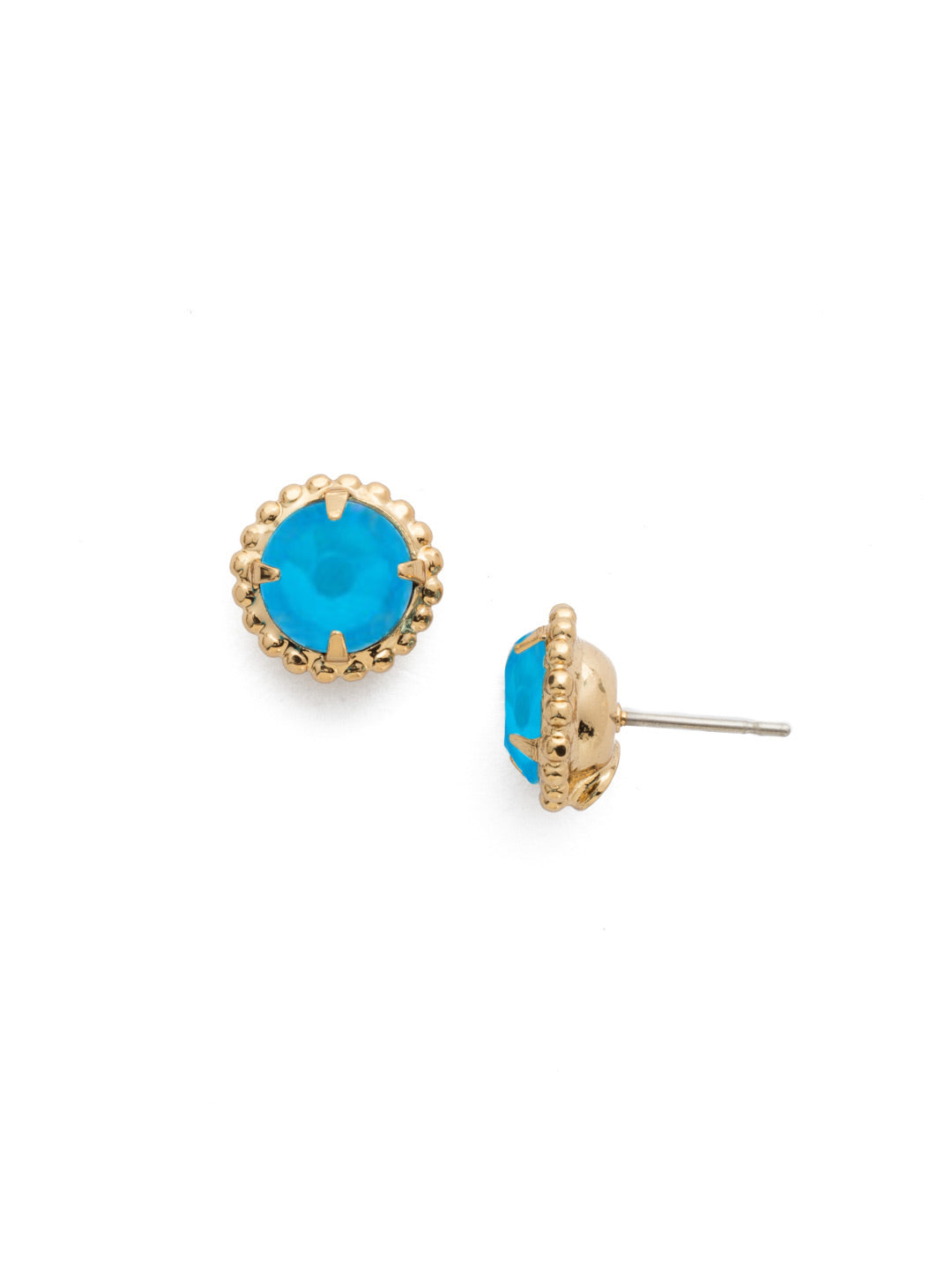 Simplicity Stud Earrings - EBY38BGBRC - <p>A timeless classic, the Simplicity Stud Earrings feature round cut crystals in a variety of colors; accented with a halo of metal beaded detail. Need help picking a stud? <a href="https://www.sorrelli.com/blogs/sisterhood/round-stud-earrings-101-a-rundown-of-sizes-styles-and-sparkle">Check out our size guide!</a> From Sorrelli's Berry Crush collection in our Bright Gold-tone finish.</p>