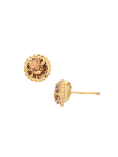 Simplicity Stud Earrings - EBY38BGMS - <p>A timeless classic, the Simplicity Stud Earrings feature round cut crystals in a variety of colors; accented with a halo of metal beaded detail. Need help picking a stud? <a href="https://www.sorrelli.com/blogs/sisterhood/round-stud-earrings-101-a-rundown-of-sizes-styles-and-sparkle">Check out our size guide!</a> From Sorrelli's Maple Syrup collection in our Bright Gold-tone finish.</p>