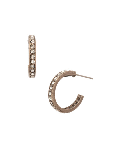 Silva Hoop Earrings - ECR110ASSNB - <p>The perfect hoop with a bit of sparkle. The Silvia Hoop Earrings is perfectly lined with small dainty crystals. From Sorrelli's Snow Bunny collection in our Antique Silver-tone finish.</p>