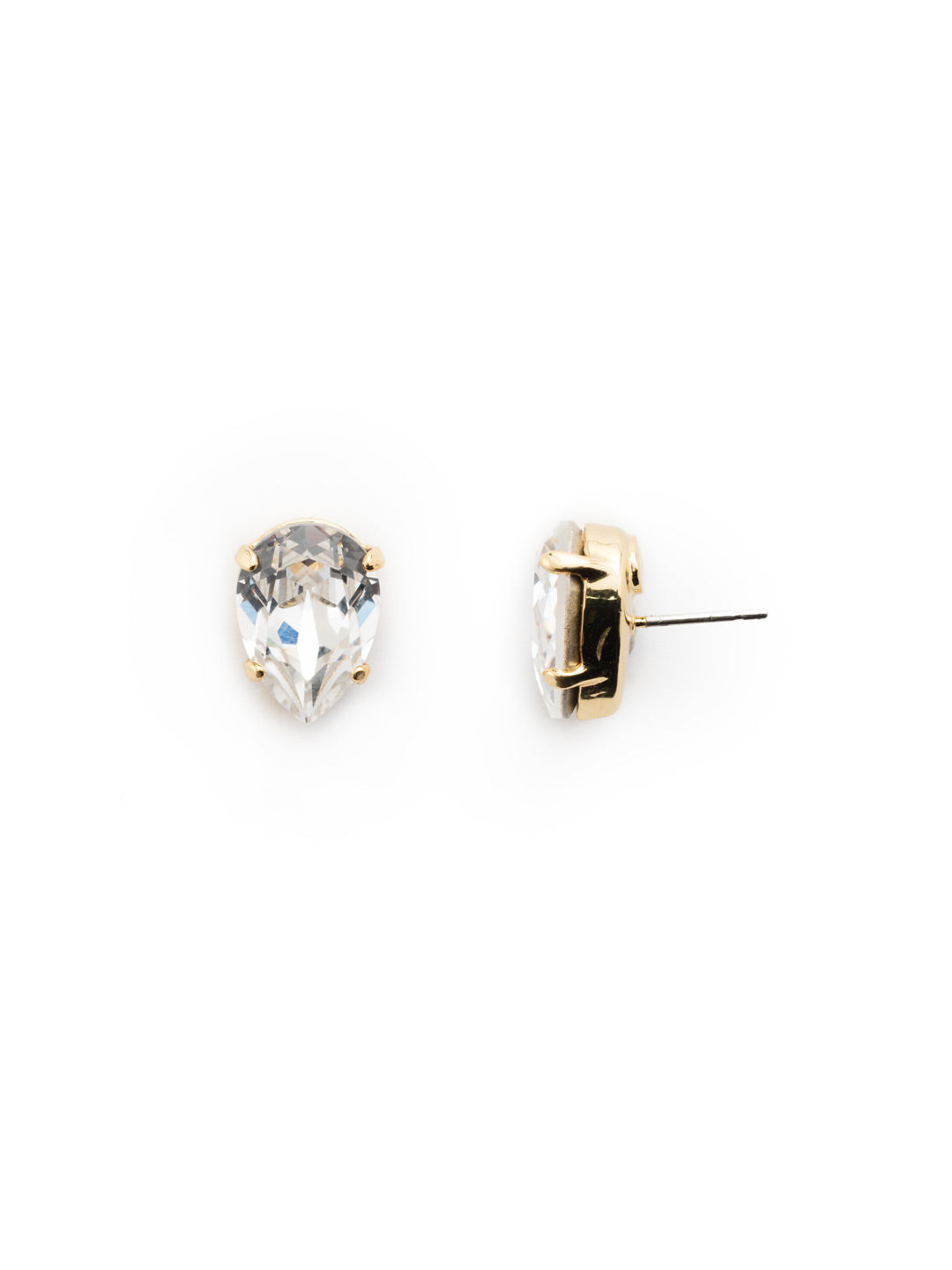 Clear Round Stone Stud Earrings on Gold - 3 pairs | 0.2